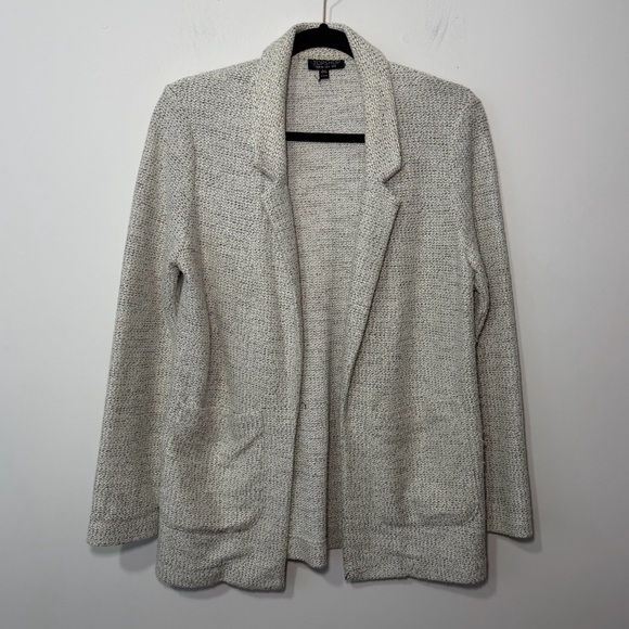 Topshop Jackets & Blazers - Topshop Women Grey salt pepper Textured Knit Blazer Cardigan Jacket Size US 4